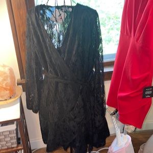 Half island Black lace mini dress